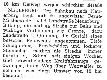 18 km Umweg wegen schlechter Straße