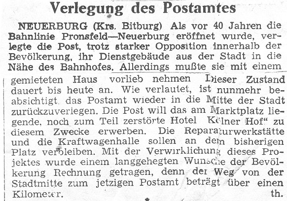 Verlegung des Postamtes