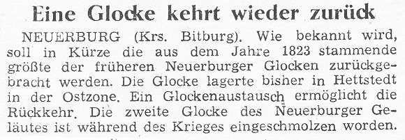 Eine Glocke kehrt wieder zurück