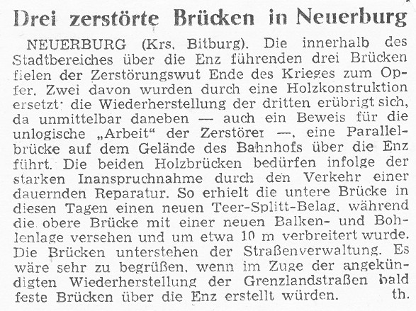 Drei zerstörte Brücken in Neuerburg