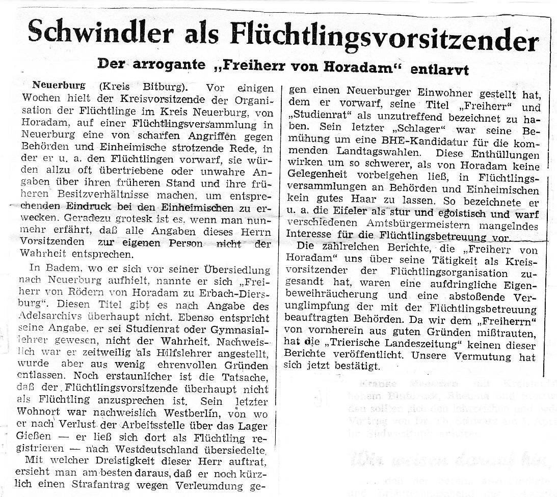 Schwindler als Flüchtlingsvorsitzender