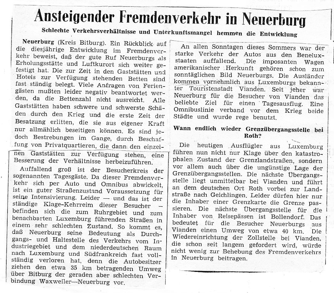 Ansteigender Fremdenverkehr in Neuerburg