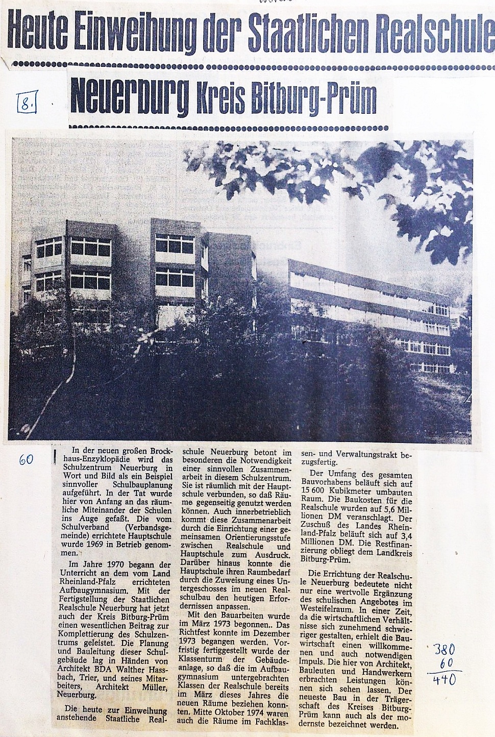 Heute Einweihung der Staatl. Realschule Neuerburg